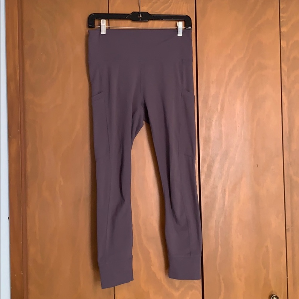 Fabletics Grey/Purple Pocket Leggings High Waisted